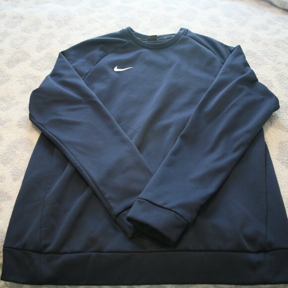 Nike Dri-FIt, Men's Crewneck Sweatshirt, Size Large, Navy Blue - Picture 2 of 3